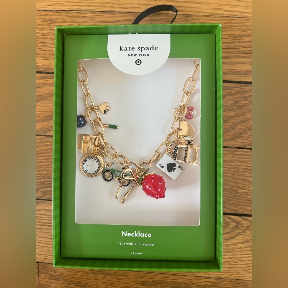 Kate Spade For Target NWT Gold Charm Necklace Chunky! In Hand